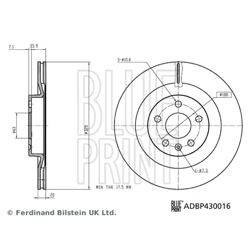 Brzdový kotúč BLUE PRINT ADBP430016 - obr. 2