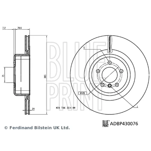 Brzdový kotúč BLUE PRINT ADBP430076 - obr. 2