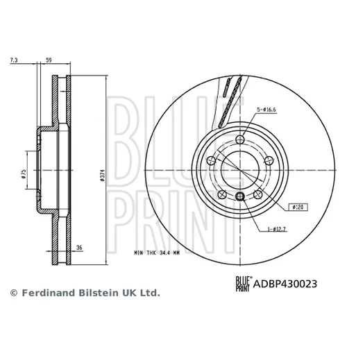 Brzdový kotúč BLUE PRINT ADBP430023 - obr. 2