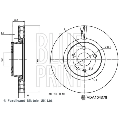Brzdový kotúč BLUE PRINT ADA104378 - obr. 3