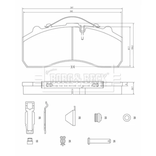 Sada brzdových platničiek kotúčovej brzdy BORG & BECK BBP32997HD