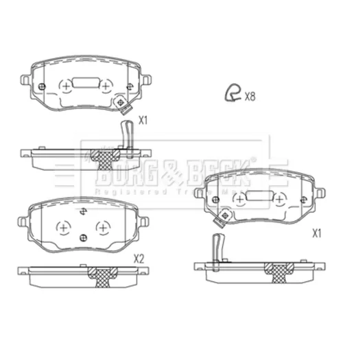 Sada brzdových platničiek kotúčovej brzdy BORG & BECK BBP2814 - obr. 1