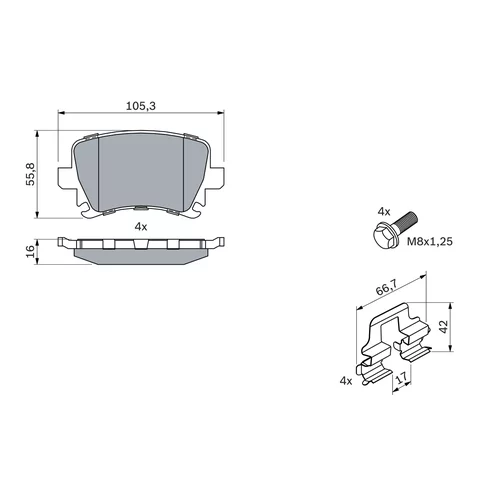 Sada brzdových platničiek kotúčovej brzdy 0 986 494 595 /BOSCH/ - obr. 6