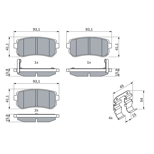 Sada brzdových platničiek kotúčovej brzdy 0 986 494 627 /BOSCH/ - obr. 6