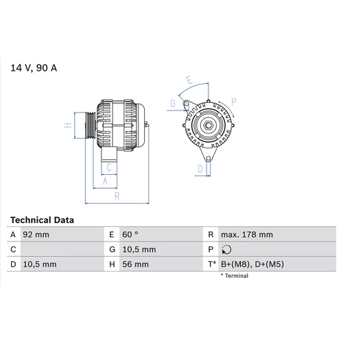 Alternátor BOSCH 0 986 039 750