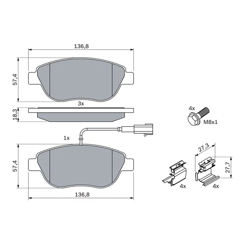 Sada brzdových platničiek kotúčovej brzdy 0 986 424 596 /BOSCH/ - obr. 6