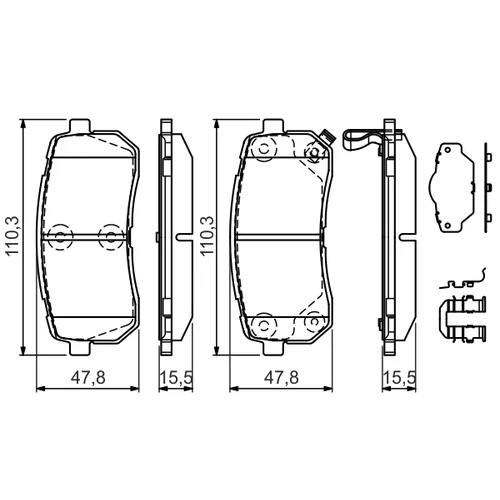 Sada brzdových platničiek kotúčovej brzdy BOSCH 0 986 494 608 - obr. 6