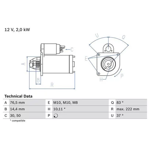 Štartér 0 986 023 530 /BOSCH/