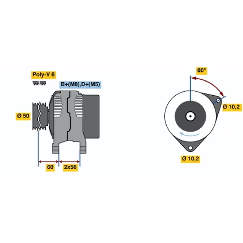 Alternátor BOSCH 0 986 044 350