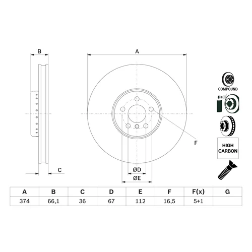 Brzdový kotúč 0 986 479 F60 /BOSCH/