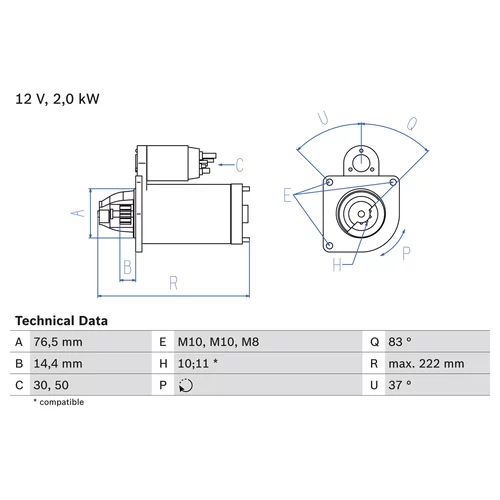 Štartér 0 986 023 530 /BOSCH/ - obr. 1