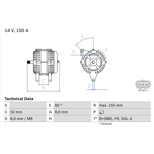 Alternátor BOSCH 0 986 081 140