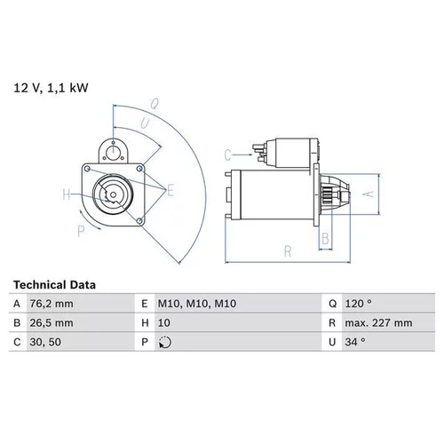 Štartér 0 986 017 060 /BOSCH/