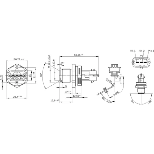 Senzor tlaku paliva BOSCH 0 281 002 907 - obr. 5