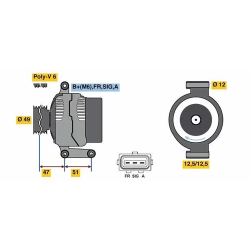 Alternátor BOSCH 0 986 080 750