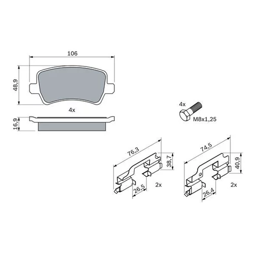 Sada brzdových platničiek kotúčovej brzdy 0 986 494 213 /BOSCH/ - obr. 6