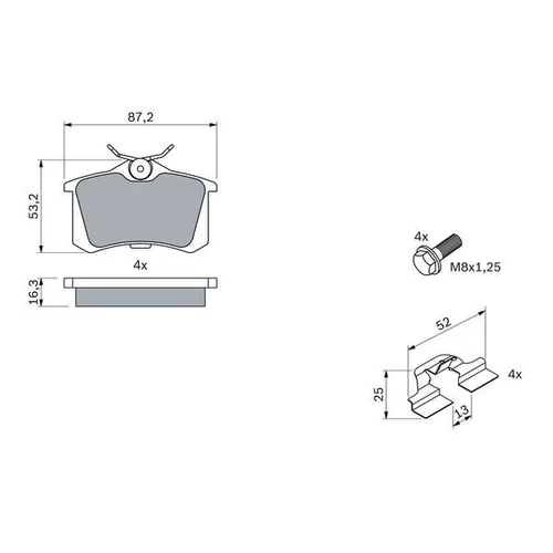 Sada brzdových platničiek kotúčovej brzdy 0 986 494 596 /BOSCH/ - obr. 6