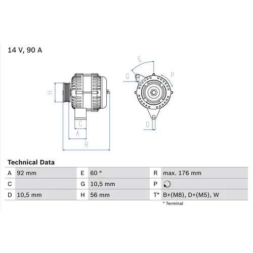 Alternátor BOSCH 0 986 038 170