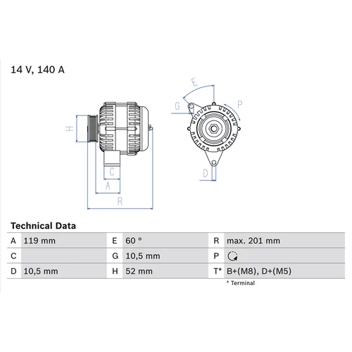 Alternátor BOSCH 0 986 046 190