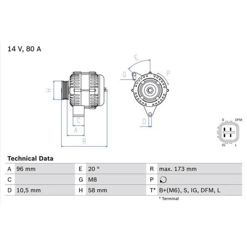 Alternátor 0 986 082 040 /BOSCH/