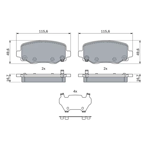 Sada brzdových platničiek kotúčovej brzdy BOSCH 0 986 424 961 - obr. 4