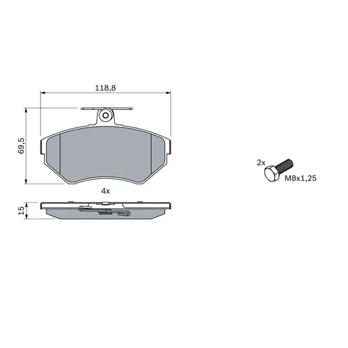 Sada brzdových platničiek kotúčovej brzdy 0 986 494 010 /BOSCH/ - obr. 4