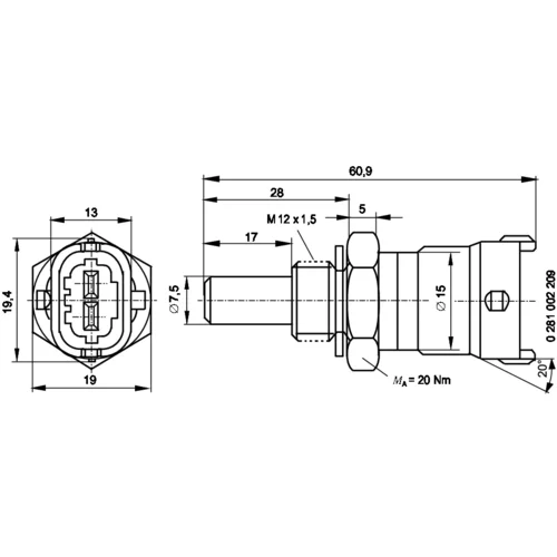 Snímač teploty chladiacej kvapaliny BOSCH 0 281 002 209 - obr. 5