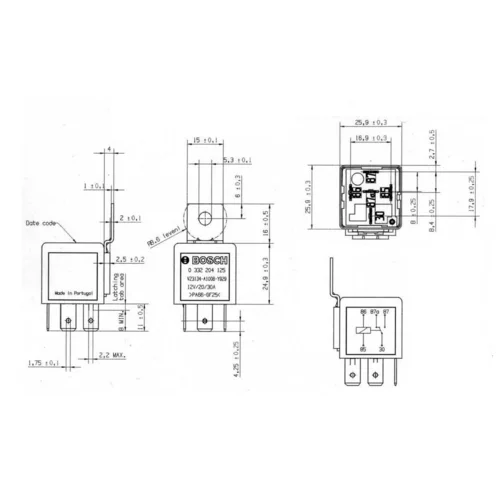 Relé pracovného prúdu BOSCH 0 332 204 125 - obr. 1