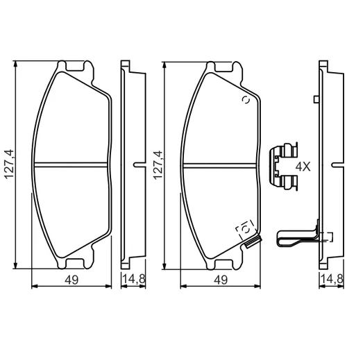 Sada brzdových platničiek kotúčovej brzdy 0 986 494 620 /BOSCH/ - obr. 6