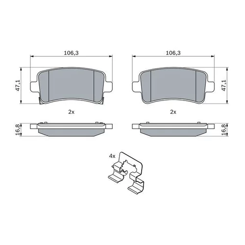 Sada brzdových platničiek kotúčovej brzdy BOSCH 0 986 424 124 - obr. 6