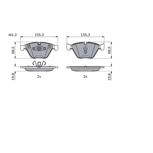 Sada brzdových platničiek kotúčovej brzdy 0 986 494 354 /BOSCH/ - obr. 6