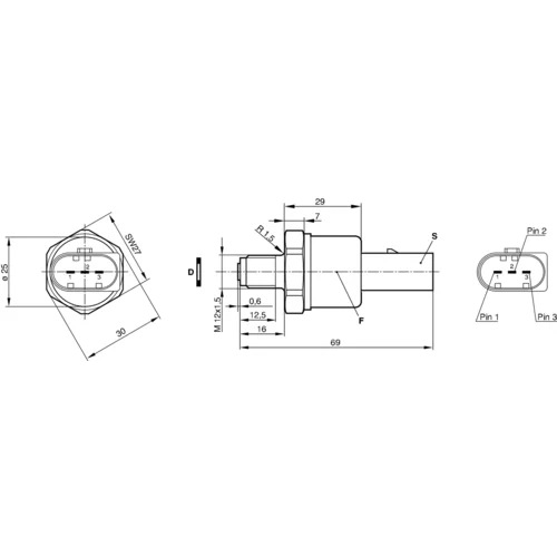 Senzor tlaku paliva BOSCH 0 281 002 238 - obr. 1