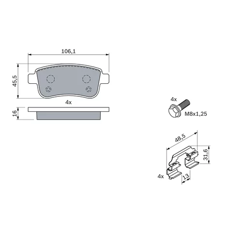 Sada brzdových platničiek kotúčovej brzdy 0 986 494 384 /BOSCH/ - obr. 6