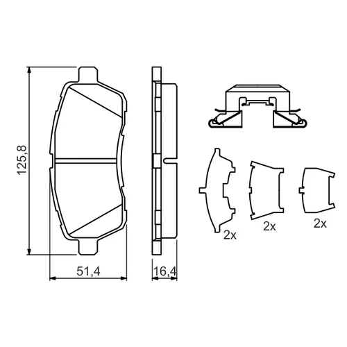 Sada brzdových platničiek kotúčovej brzdy 0 986 494 652 /BOSCH/ - obr. 6