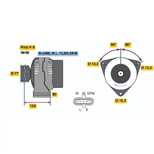 Alternátor BOSCH 0 124 555 001