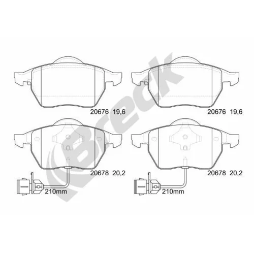 Sada brzdových platničiek kotúčovej brzdy BRECK 20676 00 701 10