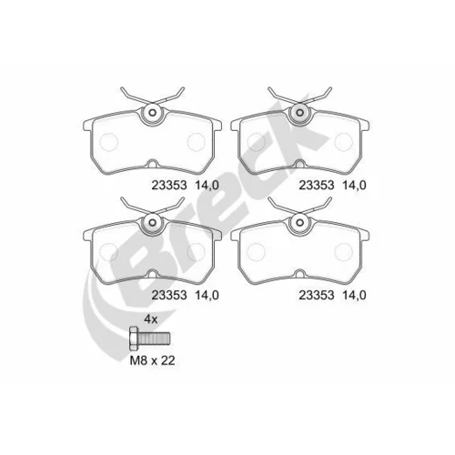 Sada brzdových platničiek kotúčovej brzdy BRECK 23353 00 704 00