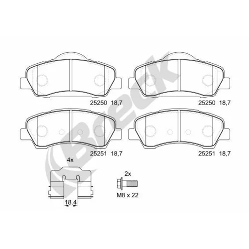 Sada brzdových platničiek kotúčovej brzdy BRECK 25250 00 701 00