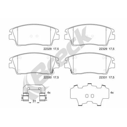 Sada brzdových platničiek kotúčovej brzdy BRECK 22329 00 701 00