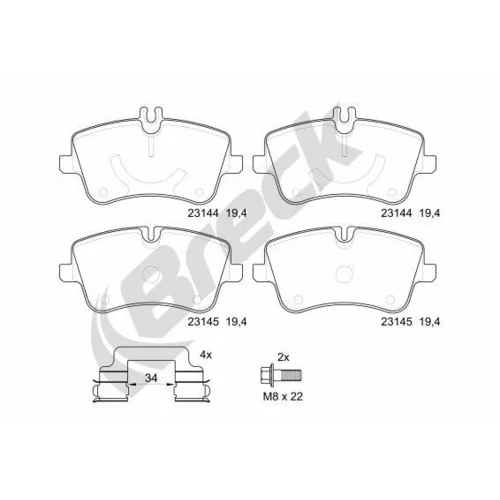 Sada brzdových platničiek kotúčovej brzdy BRECK 23144 00 701 30
