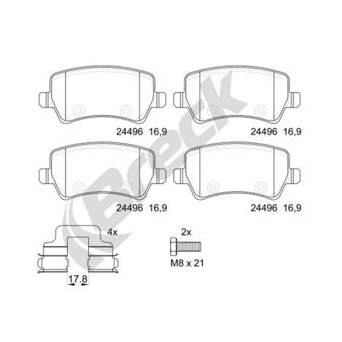 Sada brzdových platničiek kotúčovej brzdy BRECK 24496 00 702 00