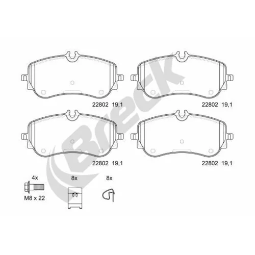 Sada brzdových platničiek kotúčovej brzdy BRECK 22802 00 703 00