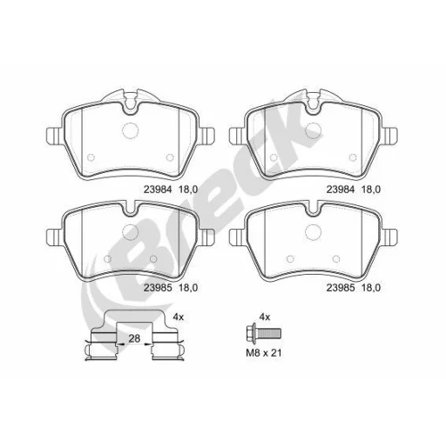 Sada brzdových platničiek kotúčovej brzdy BRECK 23984 00 701 00