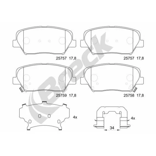 Sada brzdových platničiek kotúčovej brzdy BRECK 25757 00 701 00