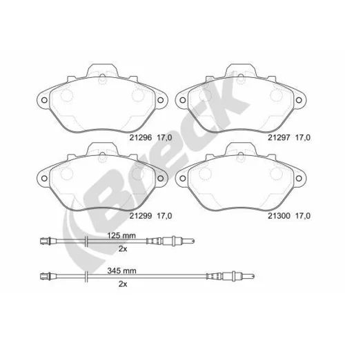 Sada brzdových platničiek kotúčovej brzdy BRECK 21296 00 701 10
