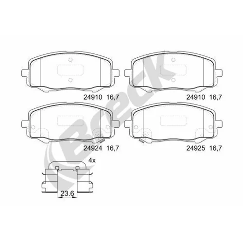 Sada brzdových platničiek kotúčovej brzdy BRECK 24910 00 702 00