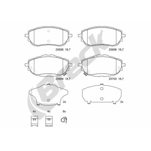 Sada brzdových platničiek kotúčovej brzdy BRECK 25698 00 701 00