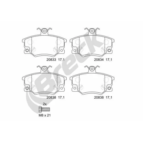 Sada brzdových platničiek kotúčovej brzdy BRECK 20833 00 701 10