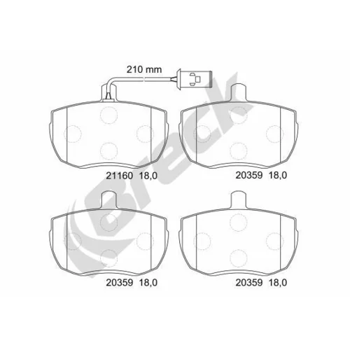 Sada brzdových platničiek kotúčovej brzdy BRECK 21160 00 701 10