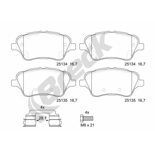 Sada brzdových platničiek kotúčovej brzdy BRECK 25134 00 701 00